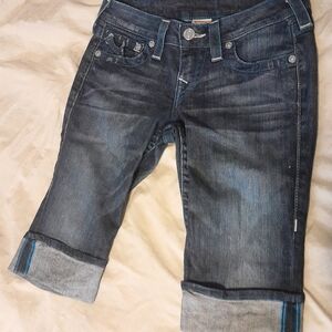 True Religion Dark Blue Cropped Denim Capris